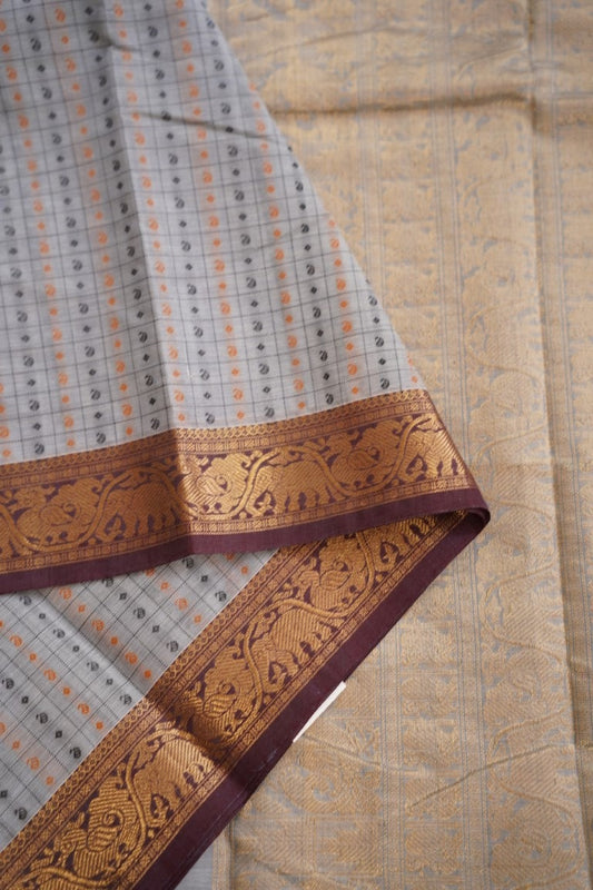 Lakshadeepam Kanchi Handloom Silk Cotton Saree With Zari Border PC12983