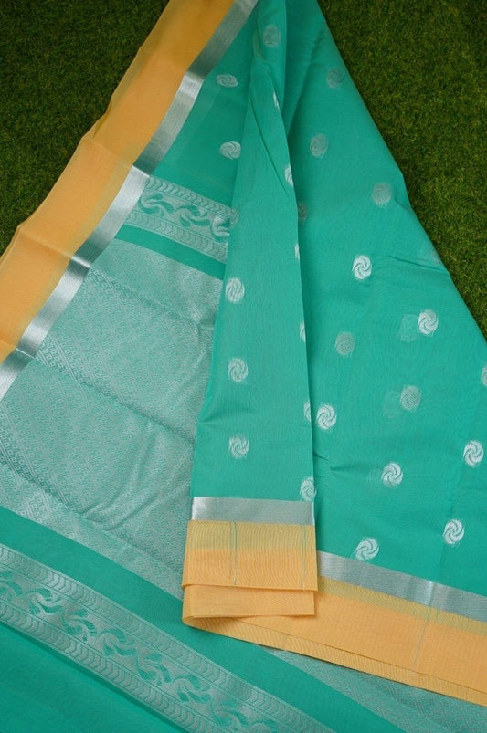 Sky Blue Kanchi Semi Silk Cotton Saree PC1512-Silk Cotton Sarees-Parijat Collections