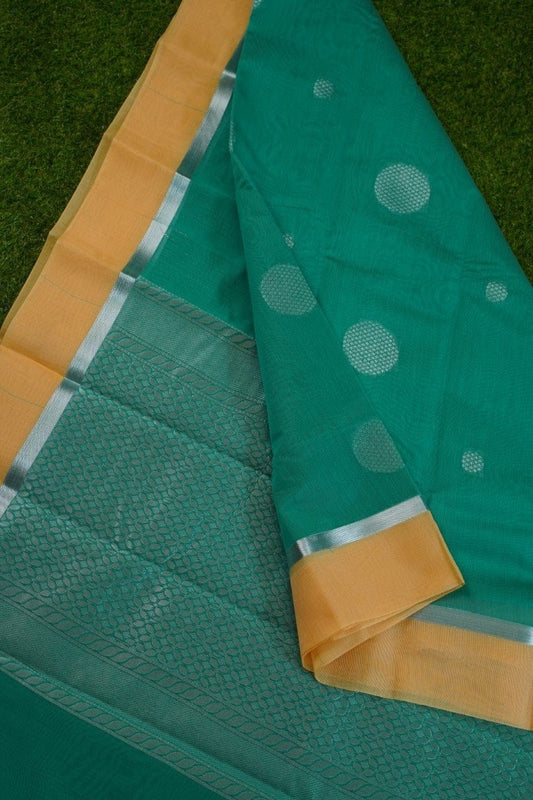 Teal Blue Kanchi Semi Silk Cotton Saree PC1531-Silk Cotton Sarees-Parijat Collections