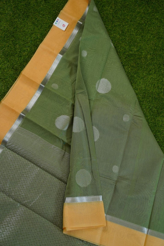 Moss Green Kanchi Semi Silk Cotton Saree PC1514-Silk Cotton Sarees-Parijat Collections