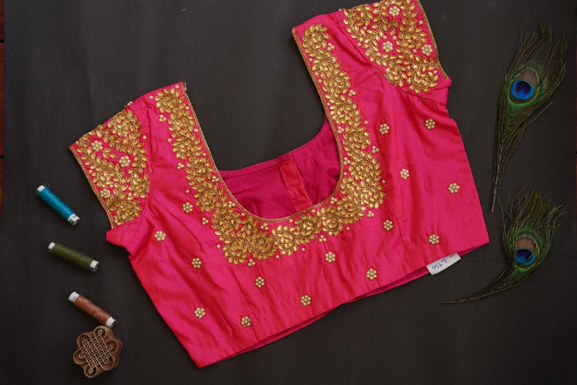 Pink Embroidery Silk Blouse PC4075 Worldwide Ship – Parijat Collections