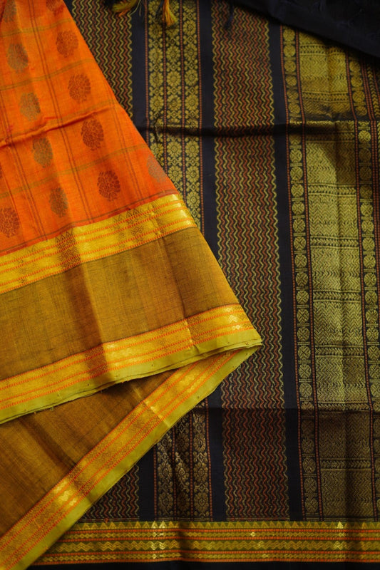 Kanchi Silk Cotton Saree With Zari Border  PC9602