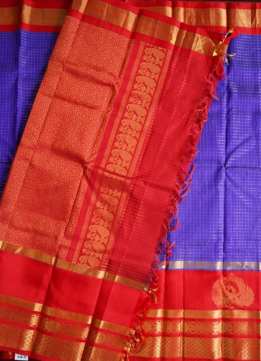 Royal Blue Kanchi Silk Cotton Saree PC780 freeshipping - Parijat Collections