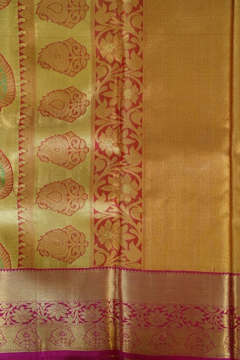 Gold Paisley Butta Silk Saree with Zari Pallu PC6235 Parijat Collections