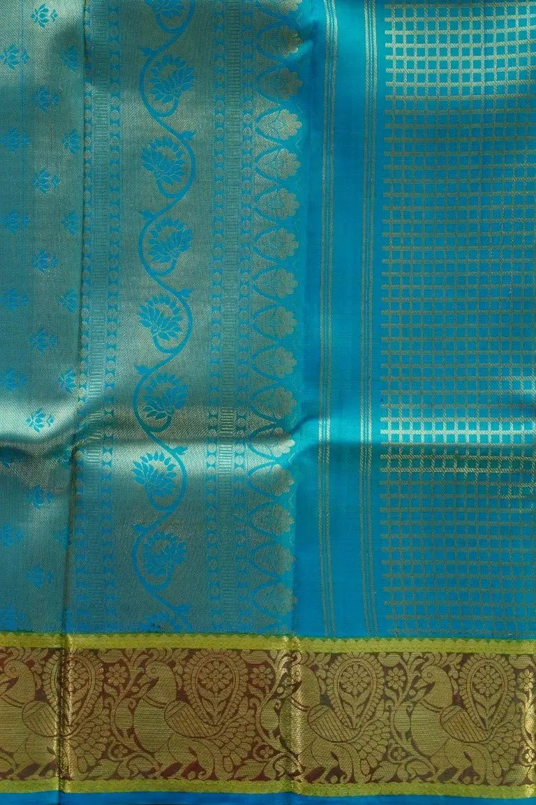 Turquoise Blue Jacquard Silk Saree with Grand Zari Pallu PC6273 Parijat Collections